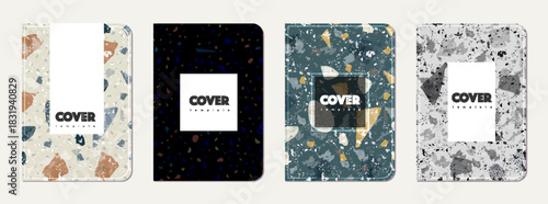 School notebook cover design. Terrazzo abstract