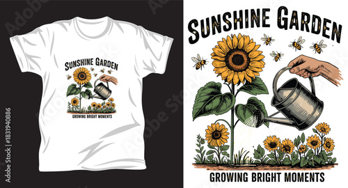Gardening graphic vector t shirt design print.
