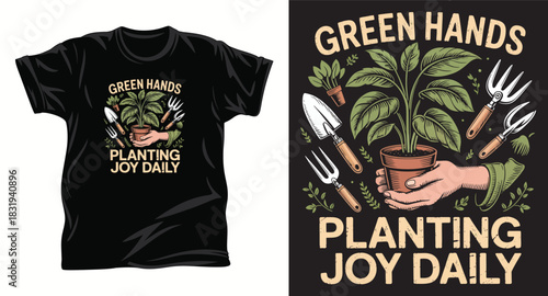 Gardening graphic vector t shirt design print.