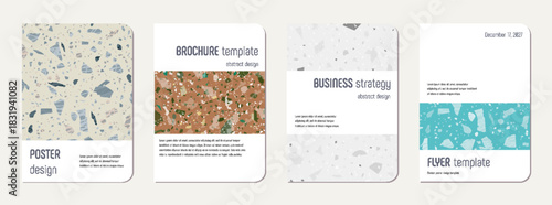 School notebook cover design. Terrazzo abstract