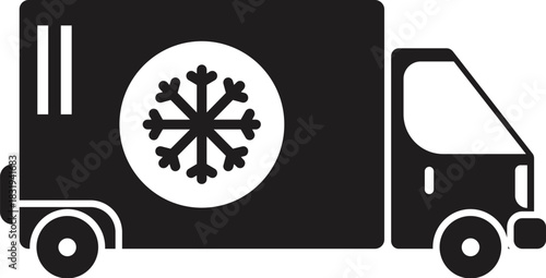 Refrigerated truck icon representing cold chain logistics, ensuring freshness and quality of temperature sensitive products