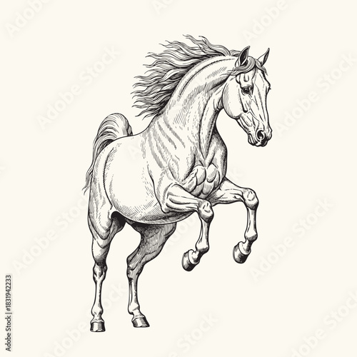 beautiful jumping horse doodle sketch