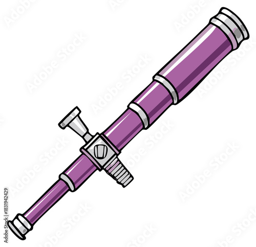 Purple Telescope Cartoon Style Illustration For Astronomy and Outer Space