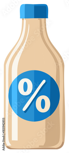 Bottle with Percentage Symbol Icon. Vector Illustration of a Dietary Option
