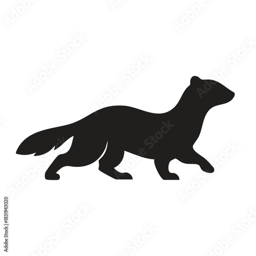 🐾 Minimalist Black and White Weasel or Ferret Silhouette