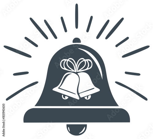 Vintage Bell Silhouette, ringing celebration illustration. Wedding and event concept.