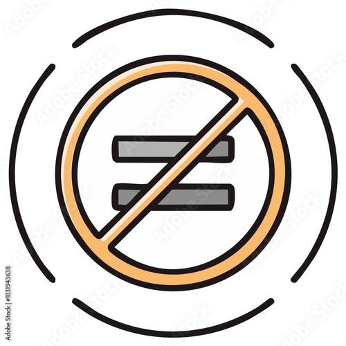 Equality symbol crossed out to express prohibition and inequality