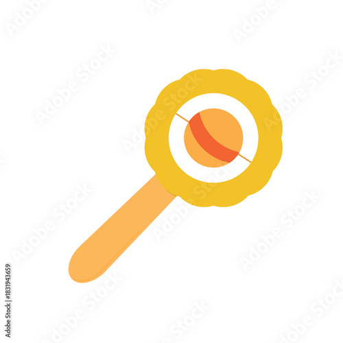 Baby Rattle Toy Flat Vector Illustration.