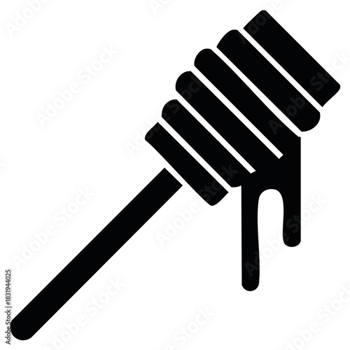 Honey Dipper with Dripping Syrup Vector Illustration, Sweet Food, Organic Product