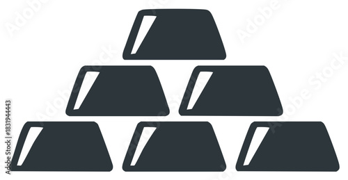 Stack of Shiny Dark Gray Gold Ingots Icon Illustration