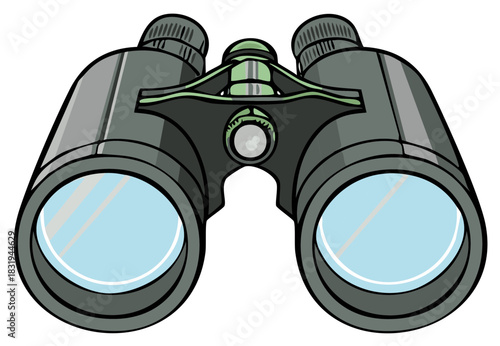 Illustration of Grey Binoculars with Focus Wheel for Bird Watching or Observation