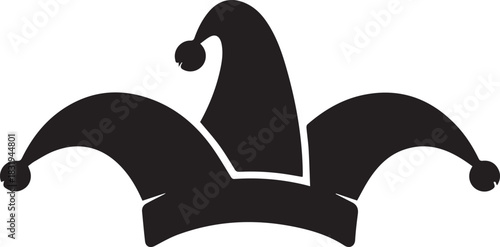 Black silhouette of a jester hat with bells