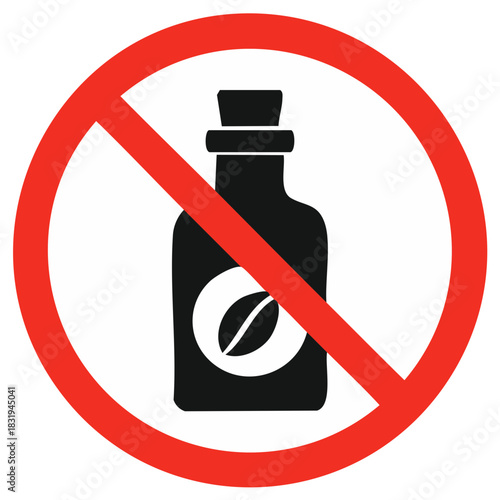 Forbidden Coffee Bottle Sign Icon Indicating No Caffeine Consumption
