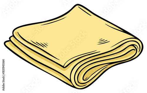 Folded Yellow Fabric Textile Surface With Shadow and Texture