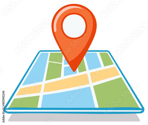 Location pin pointer on map navigation concept