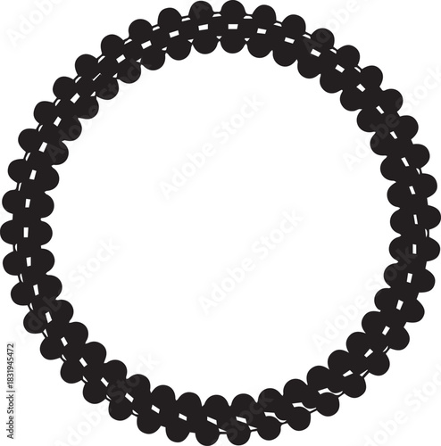 Black floral pattern circle border on white background