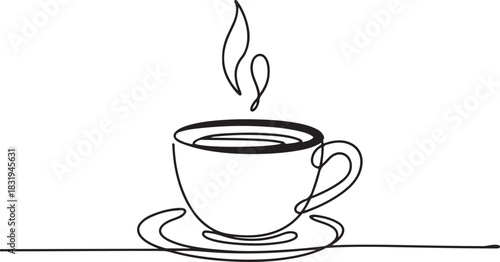 Cup of tea, or coffee.one line  vector illustration  with out background