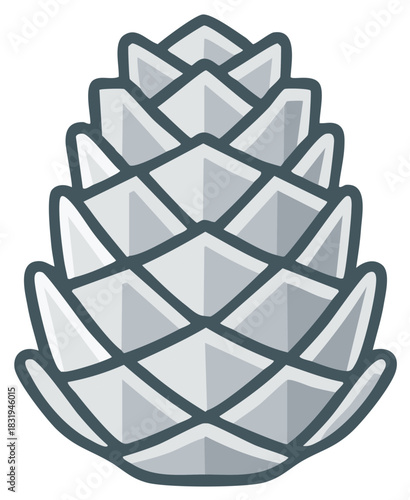 Stylized gray pinecone illustration featuring a modern clean design element perfect for seasonal decor