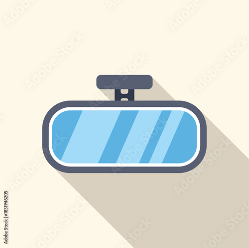 Car rearview mirror reflecting clear blue sky, promoting road safety and driver awareness
