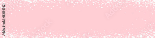 White hearts scattered on pink background.