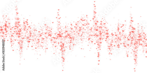 Red hearts scattered on white background.