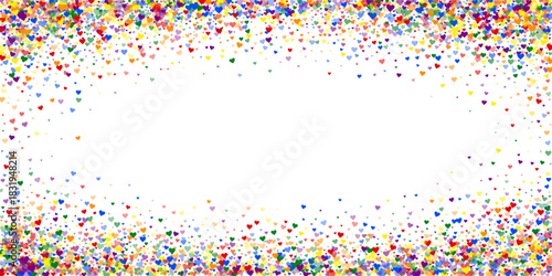 Rainbow colored scattered hearts. LGBT valentine