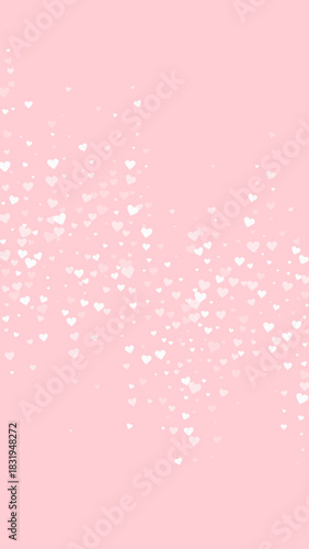 White hearts scattered on pink background.