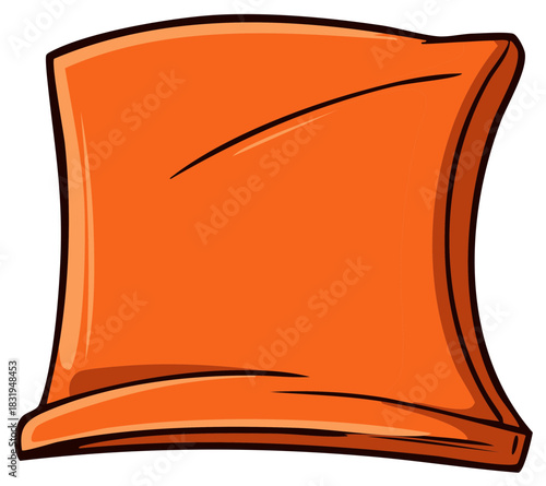 Vibrant orange soft cushion or comfortable beanbag pillow vector illustration