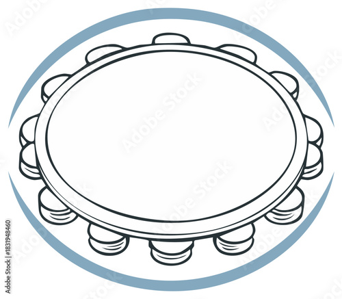 Percussion Instrument Tambourine Line Art Outline