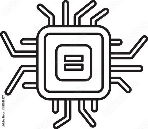 Microchip icon symbolizing technological advancement, computer processing, and digital innovation in modern electronics