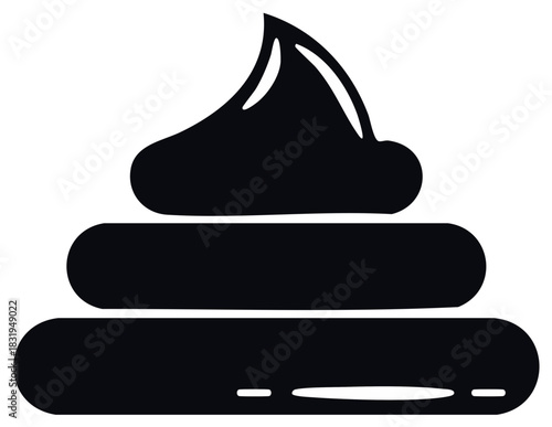 Black Icon of Swirled Pile Image Concept,  Poop Illustration Design