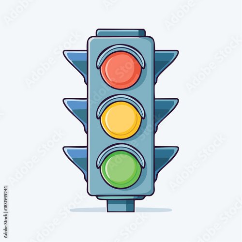 Pixel Art Traffic Light With Red Yellow And Green Signals Isolated On White Background For Traffic Control And Road Safety