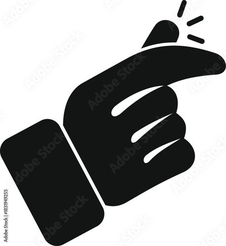 Simple black and white vector icon of a hand snapping fingers