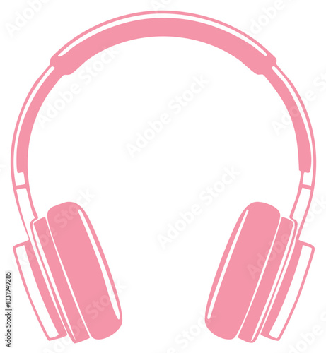 Vibrant pink over-ear headphones vector illustration for music and audio design