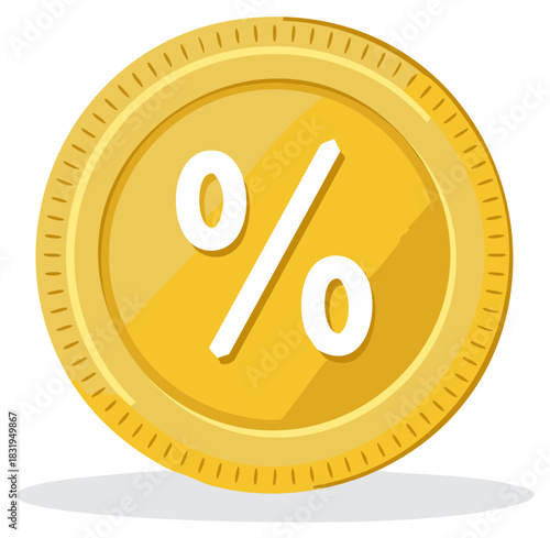 Golden Coin with Percentage Symbol