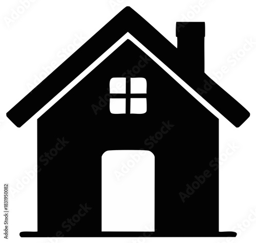 House Shape Graphic Black and White Simple Dwelling Building Structure Icon