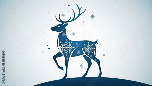 Winter reindeer with snowflakes christmas holiday season decoration design vector illustration