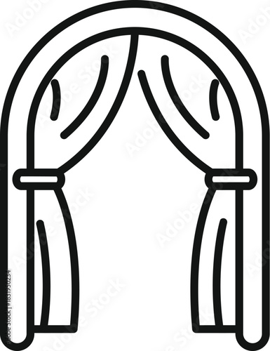 Elegant wedding arch adorned with flowing drapes, setting a romantic scene for exchanging vows