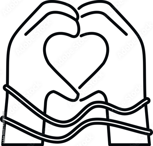 Hands forming a heart shape while tied with a rope, illustrating a concept of forced love