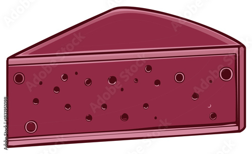 Triangle Slice of Cheese with Holes and Smooth Edges, Tasty Food Illustration