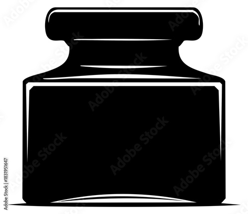 Classic Black Ink Bottle Silhouette Icon