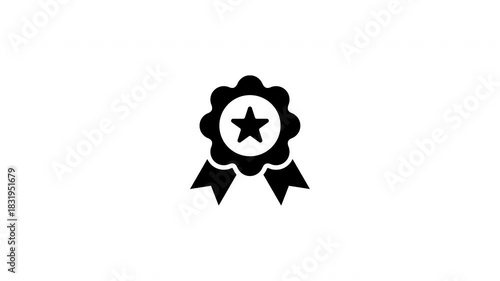 Black and white star with a ribbon around it. animation icon video