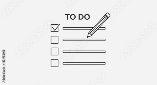 Minimalist To-Do List with Pencil and Checkmark Representing Task Completion for Productivity