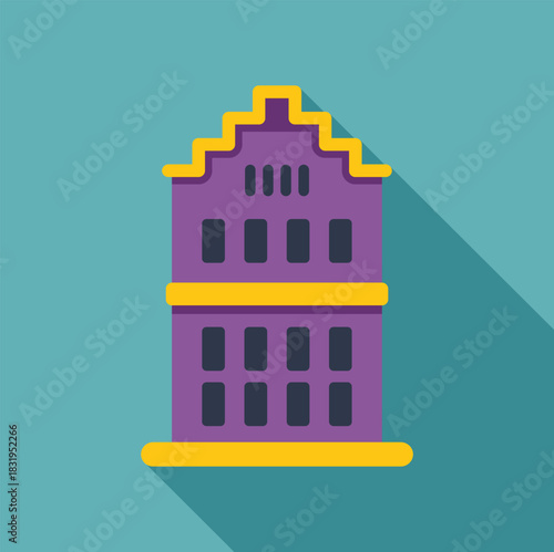 Amsterdam canal house featuring traditional dutch gable architecture with a long shadow