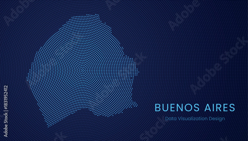 Buenos Aires city dotted digital map for data visualization design