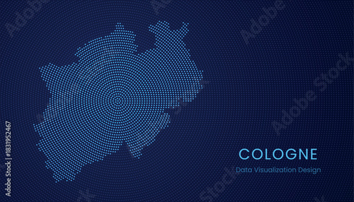 Cologne city dotted digital map for data visualization design