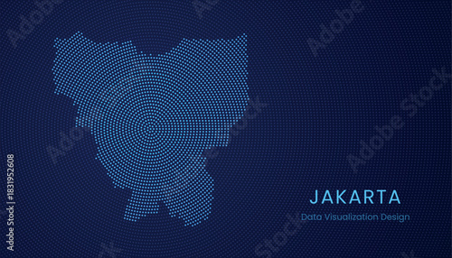 Jakarta city dotted digital map for data visualization design