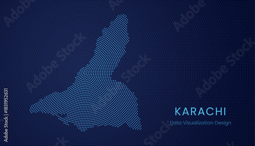 Karachi city dotted digital map for data visualization design
