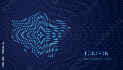 London city dotted digital map for data visualization design
