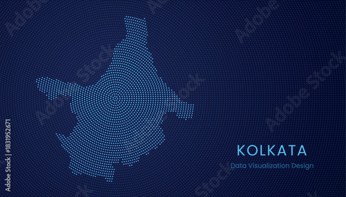 Kolkata city dotted digital map for data visualization design